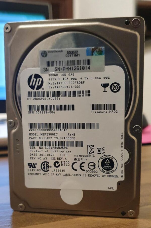 Hd Hp Sas 2.5 300gb Eg0300fbdsp 599476-001